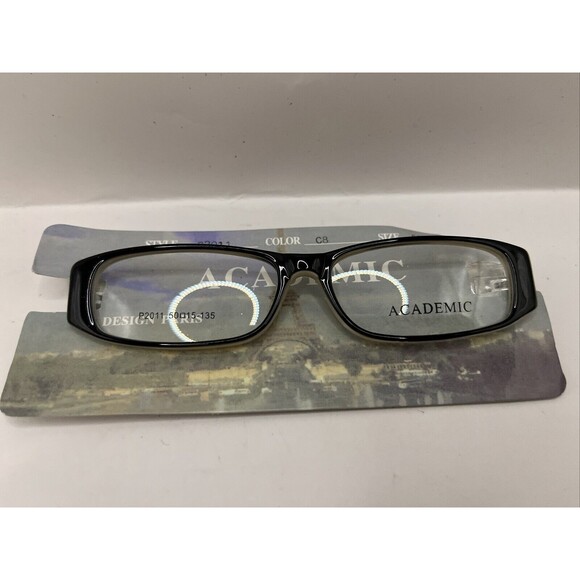 Academic Eyeglasses P2011 C8 Designer Demo Lens Black 50-15-135 - Picture 1 of 7